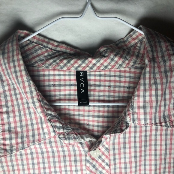 RVCA Red Gray Plaid Long Sleeve XL button up - Picture 4 of 6